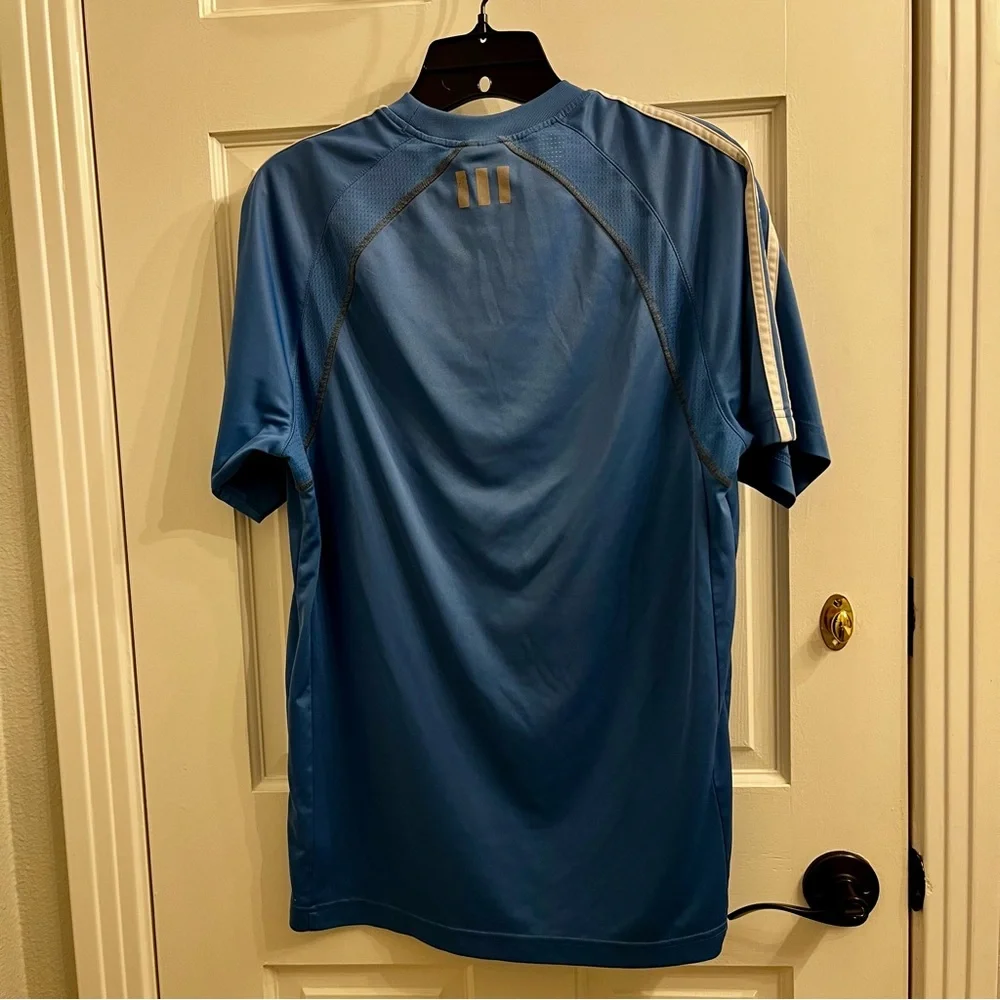Adidas Mens 3 Stripe Jersey Light Blue